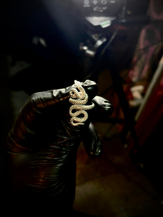 SOLD Hand made silver wrap around snake ring